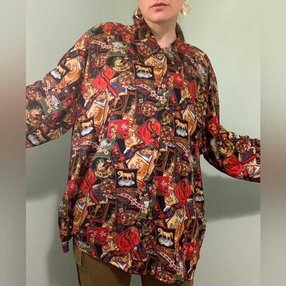 VINTAGE horse and floral print blouse - Picture 5 of 9
